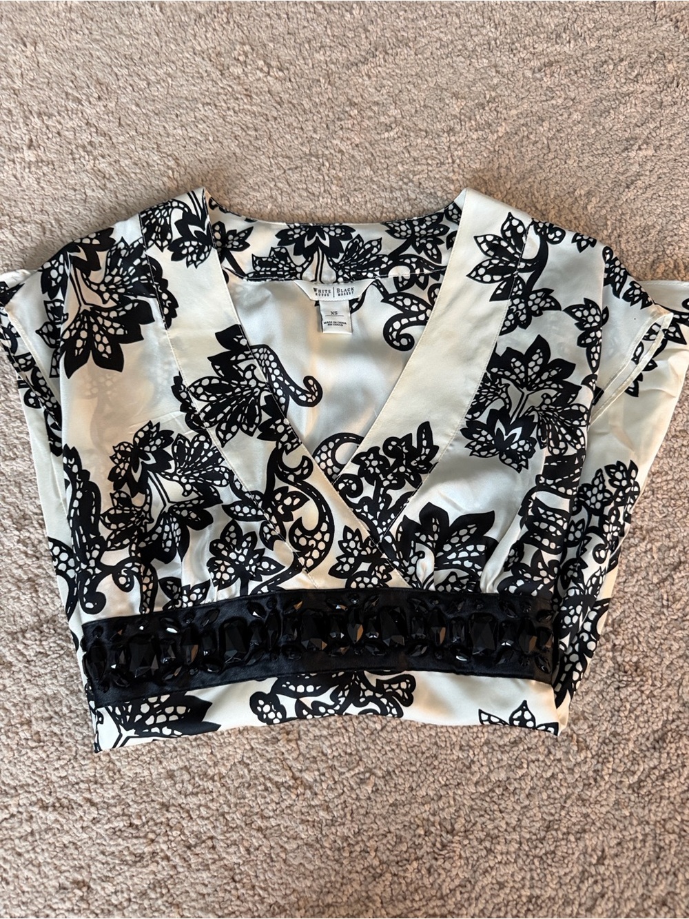 White House Black Market Silk Beaded Tunic